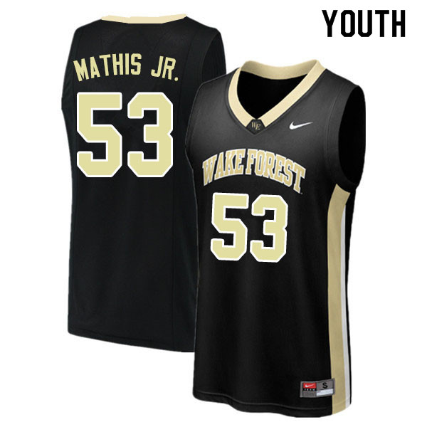 Youth #53 Anthony Mathis Jr. Wake Forest Demon Deacons College Basketball Jerseys Sale-Black